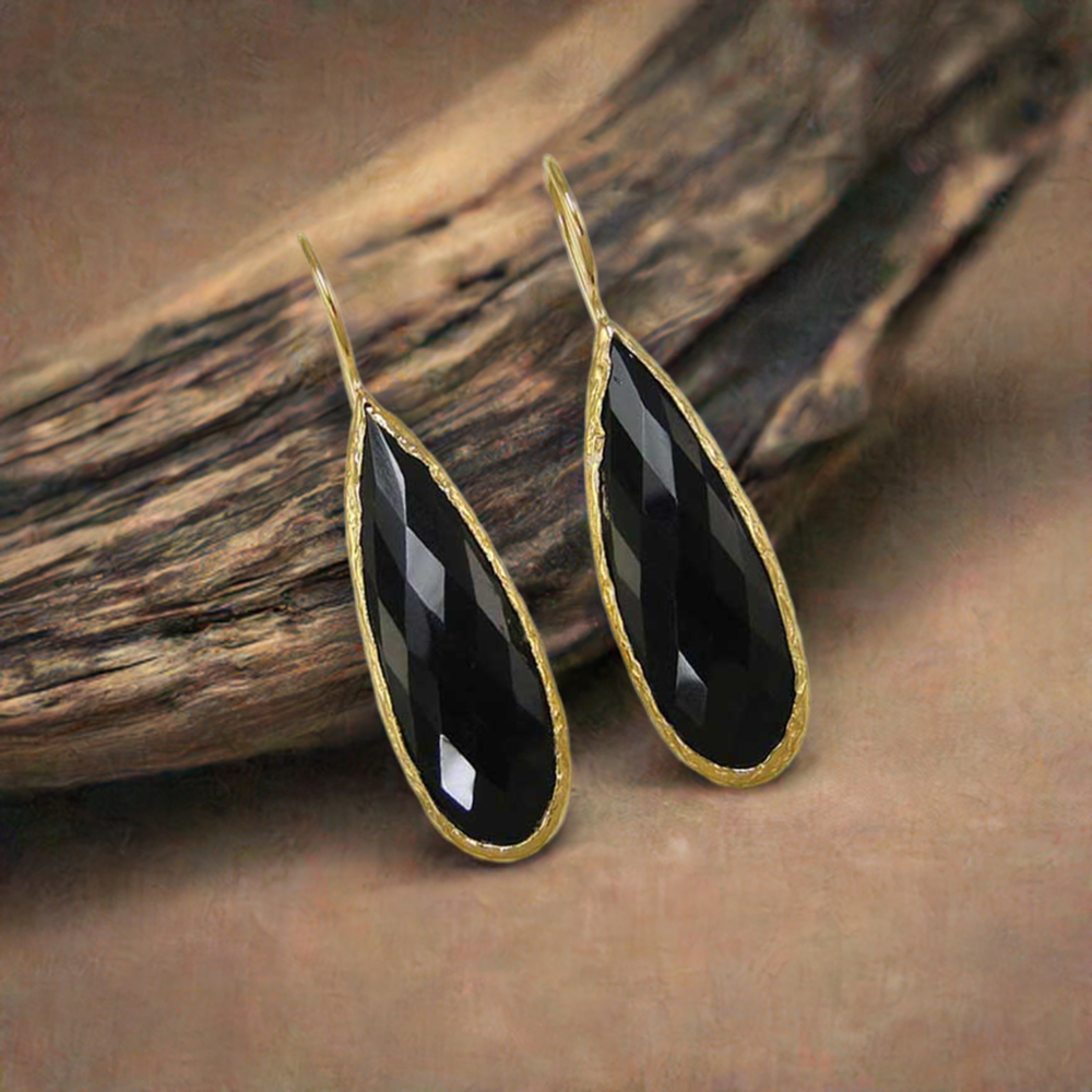 925 Sterling Silver Handmade Earrings In Black Onyx Gemstone Jewelry 925SE1964