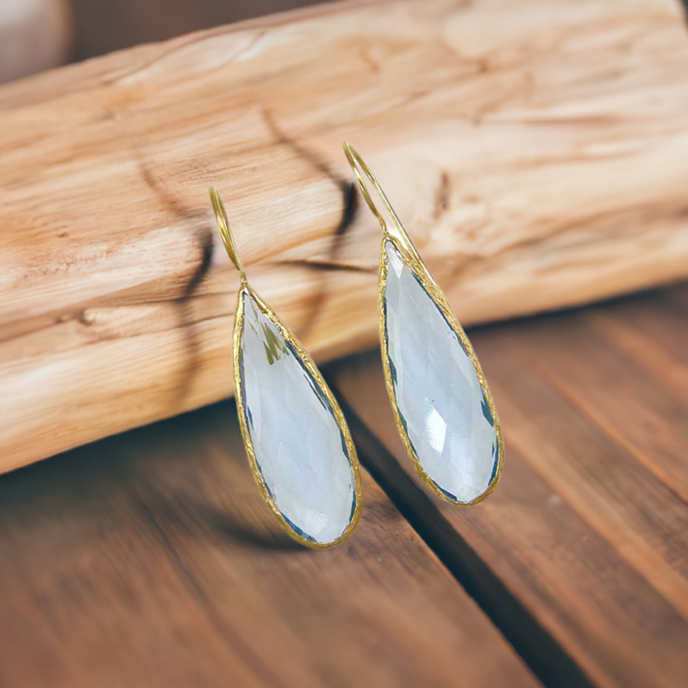 925 Sterling Silver Handmade Earrings In Hydro Blue Topaz Gemstone Jewelry 925SE1966