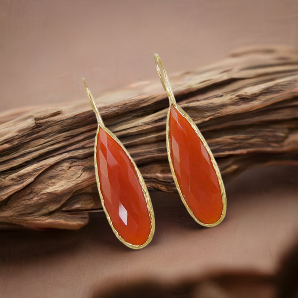 925 Sterling Silver Earrings In Carnelian Gemstone Jewelry 925SE1967