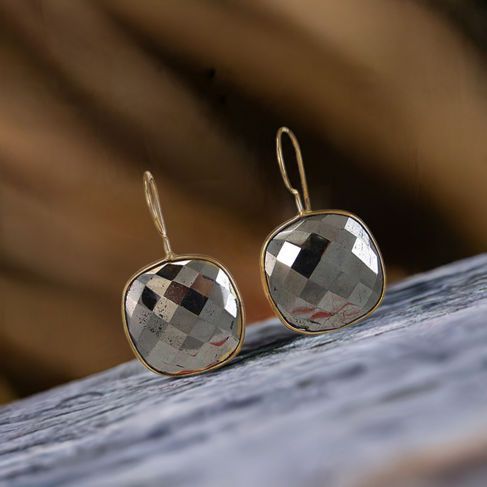 925 Sterling Silver Earrings In Pyrite Gemstone Jewelry 925SE1968