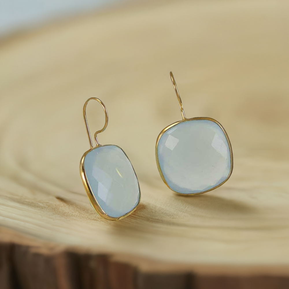 925 Sterling Silver Earrings In Chalcedony Gemstone Jewelry 925SE1969