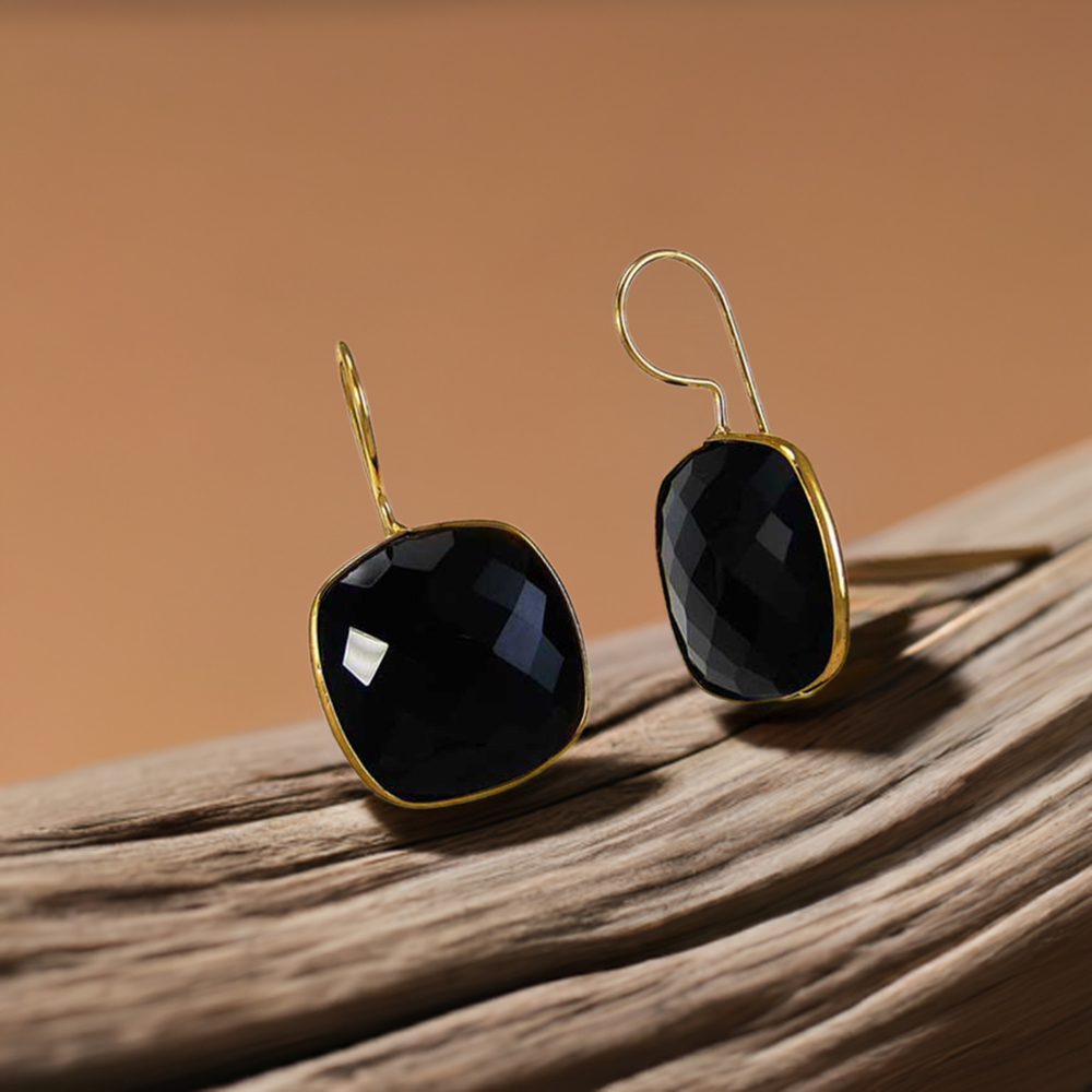 925 Sterling Silver Earrings In Black Onyx Gemstone Jewelry 925SE1970