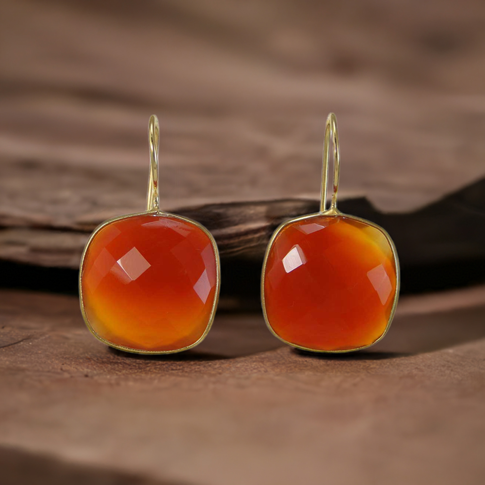 925 Sterling Silver Handmade Earrings In Carnelian Gemstone Jewelry 925SE1972