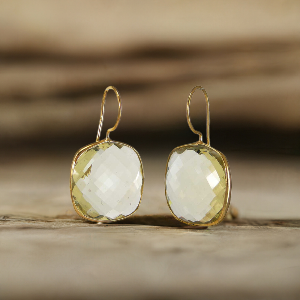 925 Sterling Silver Handmade Earrings In Lemon Quartz Gemstone Jewelry 925SE1975