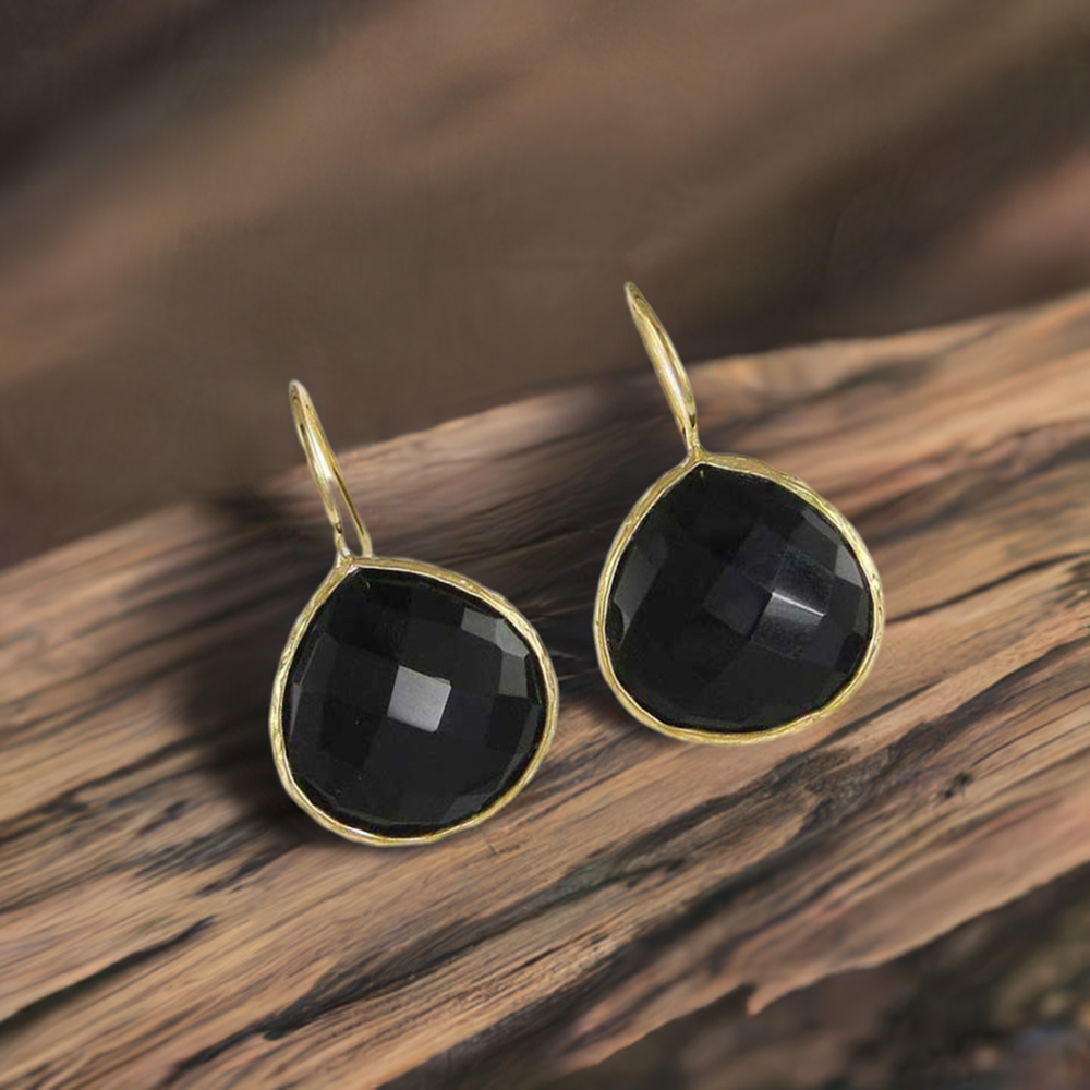 925 Sterling Silver Earrings In Black Onyx Gemstone Jewelry 925SE1981