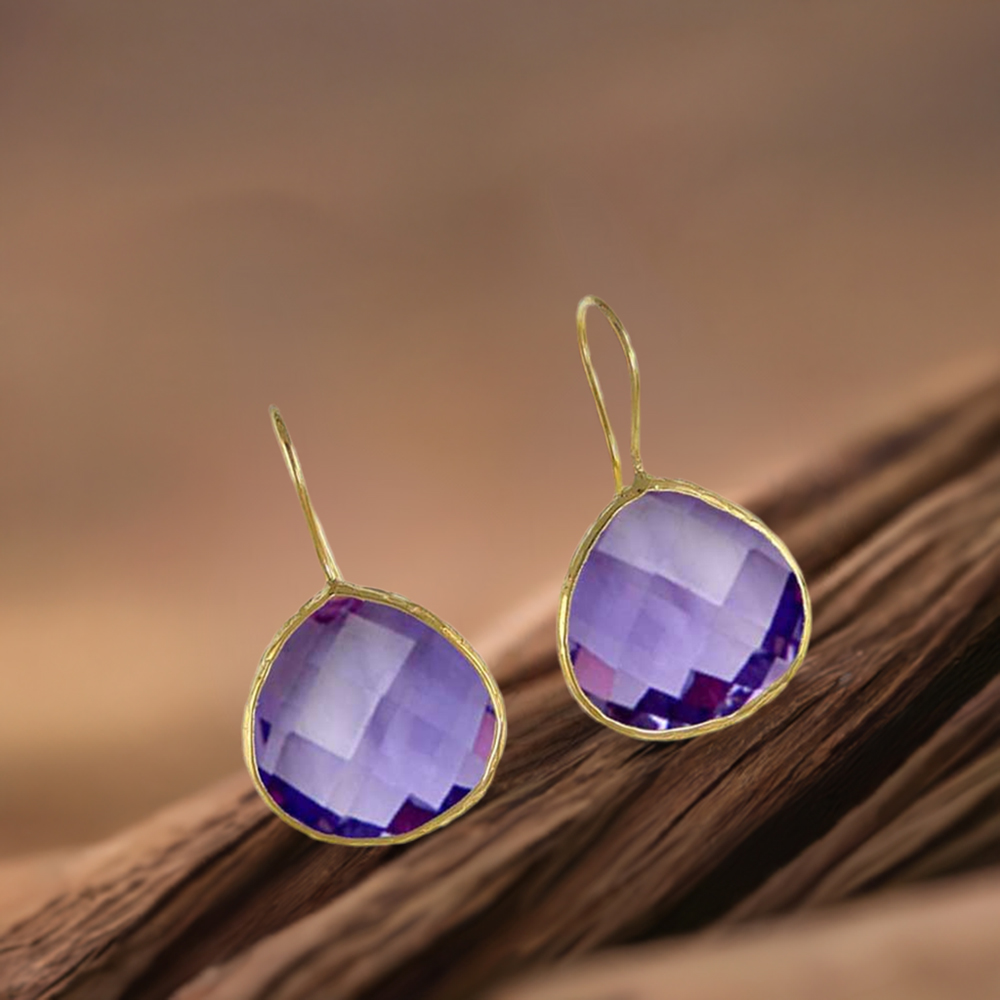 925 Sterling Silver Handmade Earrings In Amethyst Gemstone Jewelry 925SE1986