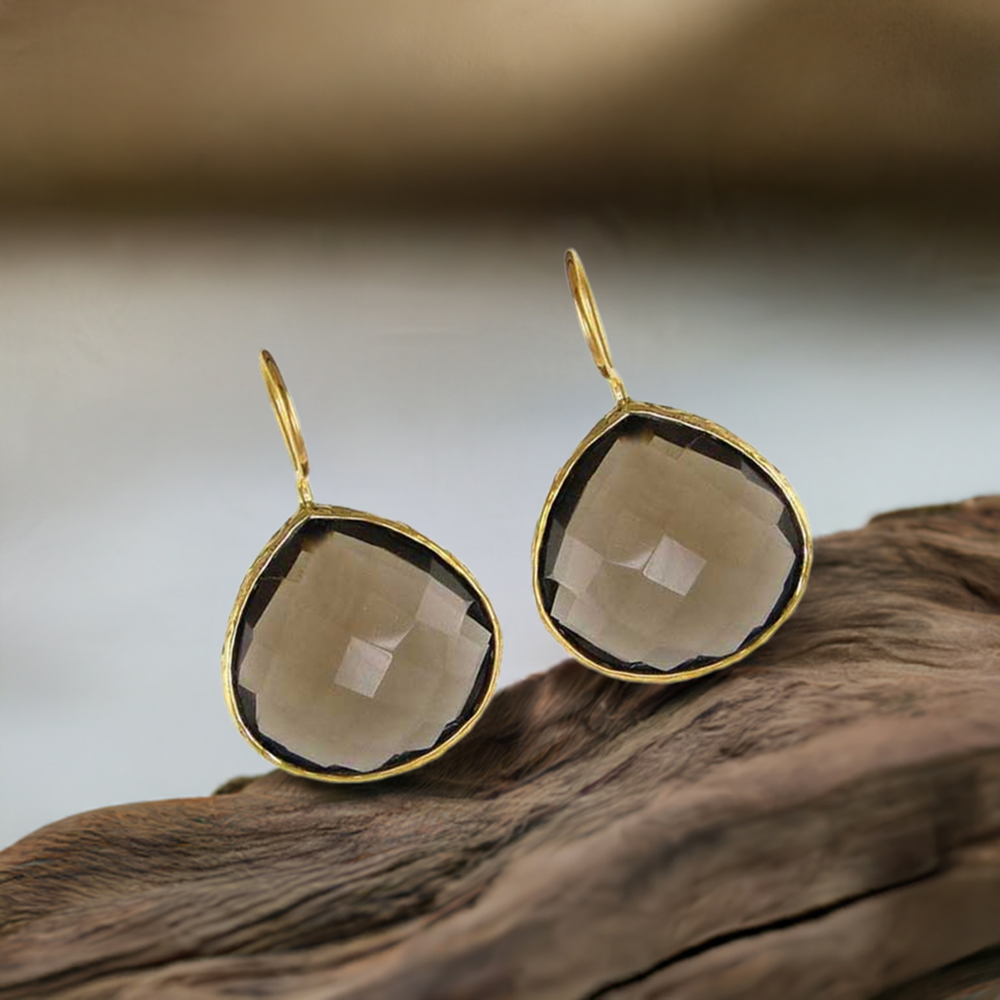925 Sterling Silver Handmade Earrings In Smoky Quartz Gemstone Jewelry 925SE1991