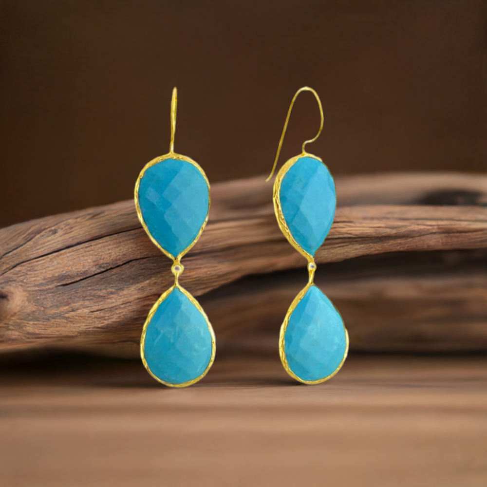 925 Sterling Silver Earrings In Natural Turquoise Gemstone 925SE1992