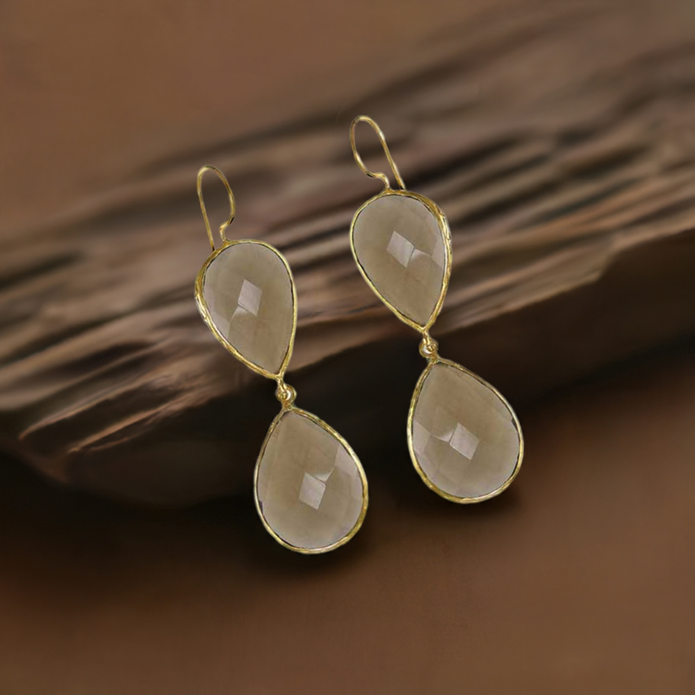 925 Sterling Silver Earrings In Genuine Smoky Gemstone 925SE1994