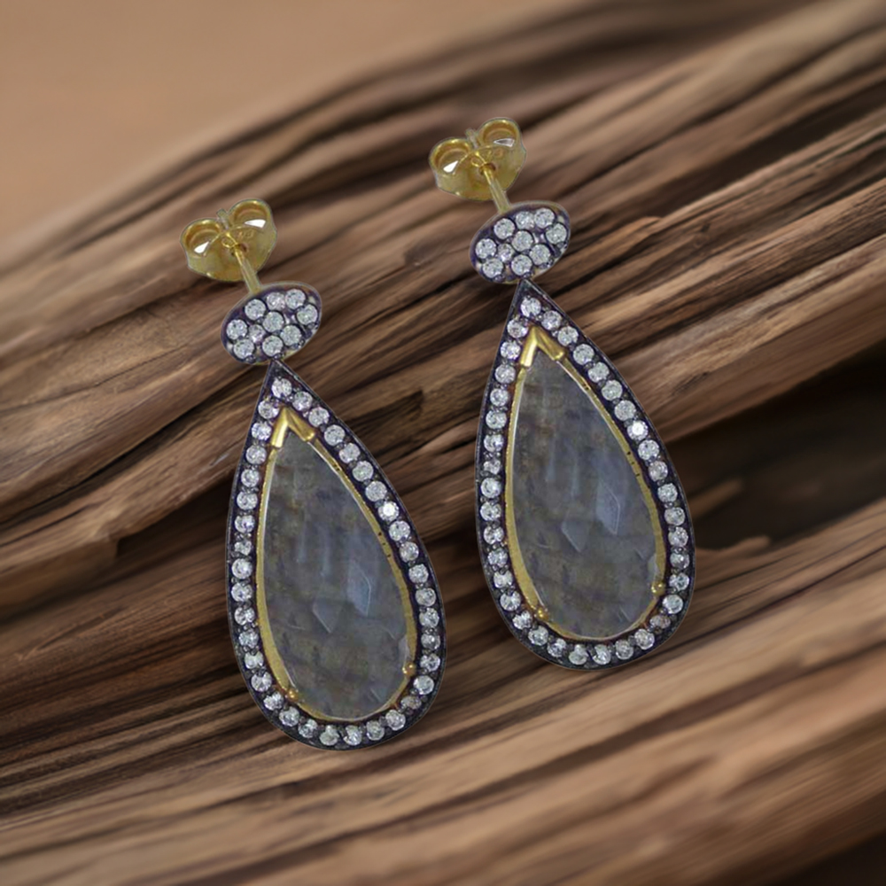 Fine 925 Sterling Silver Earrings In Natural Multi Gemstone 925SE1998