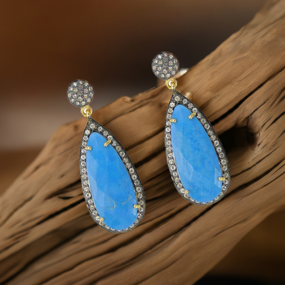 Natural Chalcedony Gemstone Earrings In 925 Sterling Silver 925SE2001