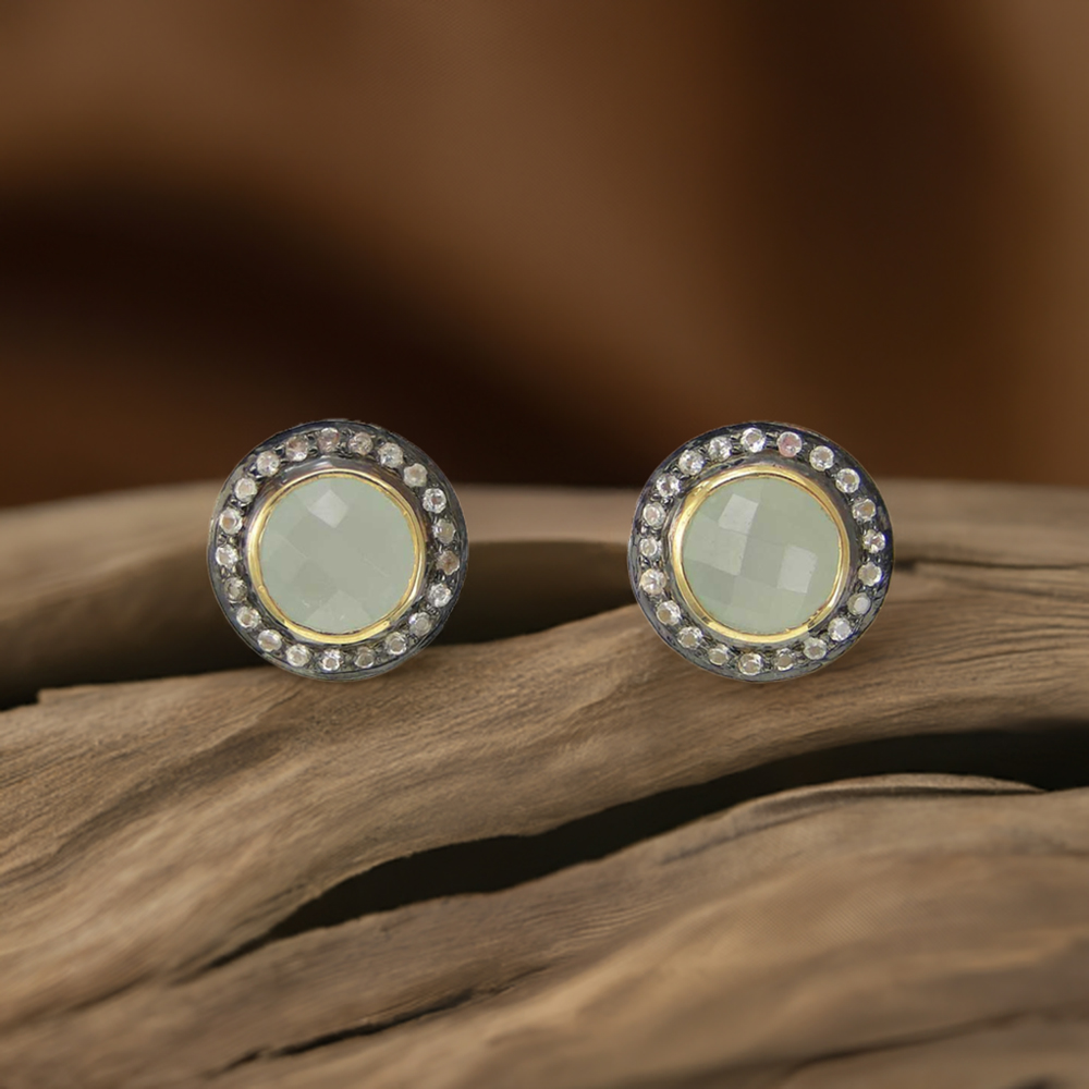 Natural Chalcedony Gemstone Earrings In Solid 925 Silver 925SE2004
