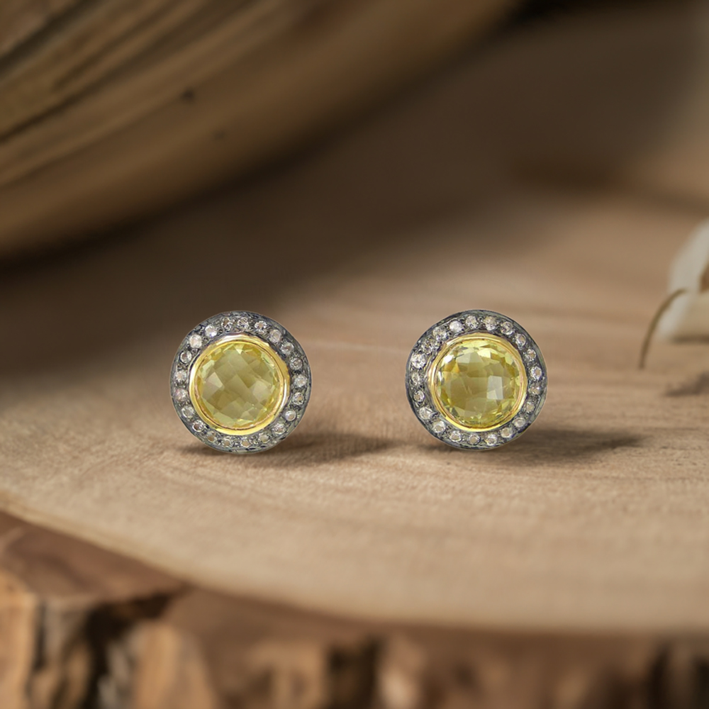 Natural Hydro Citrine Gemstone Earrings In Fine 925 Sterling Silver 925SE2007