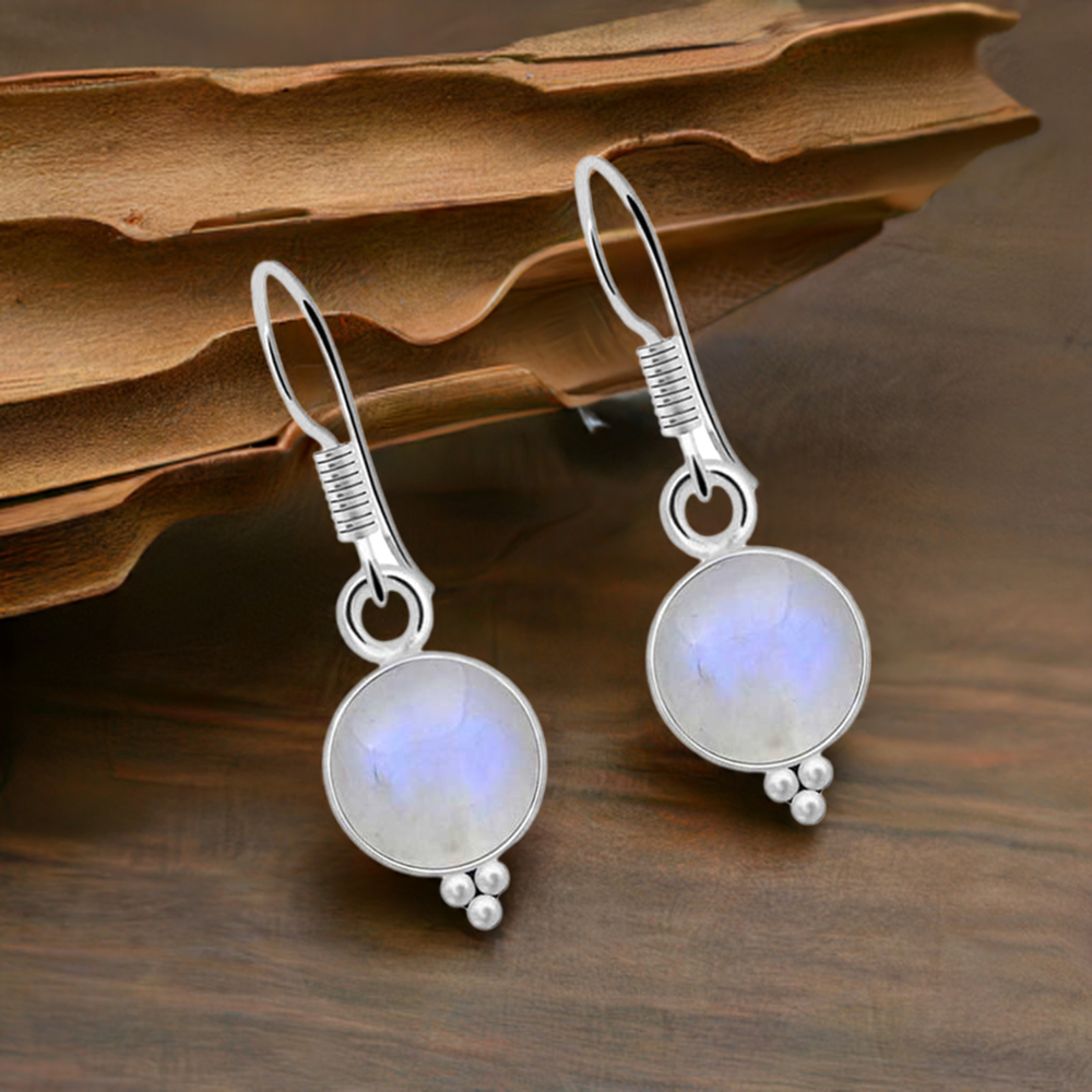 925 Sterling Silver Earrings In Natural Rainbow Moonstone 925SE2013