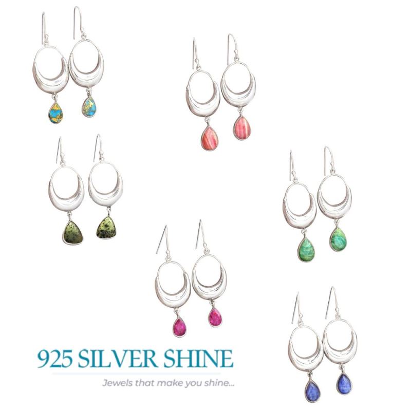 925 Sterling Silver Earrings In Semi Precious Citrine Gemstone 925SE2017_2