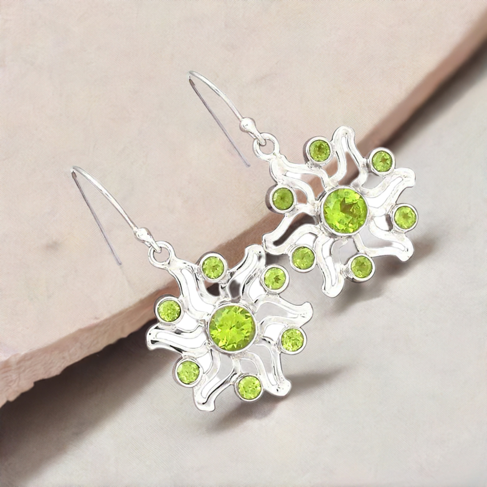Natural Peridot Gemstone Earrings In Solid 925 Silver 925SE2026