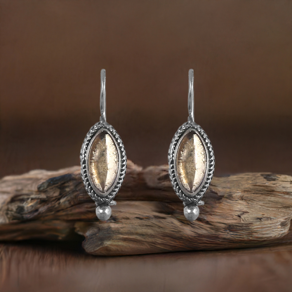 Marquise Citrine Gemstone Earrings In 925 Sterling Silver Jewelry 925SE203