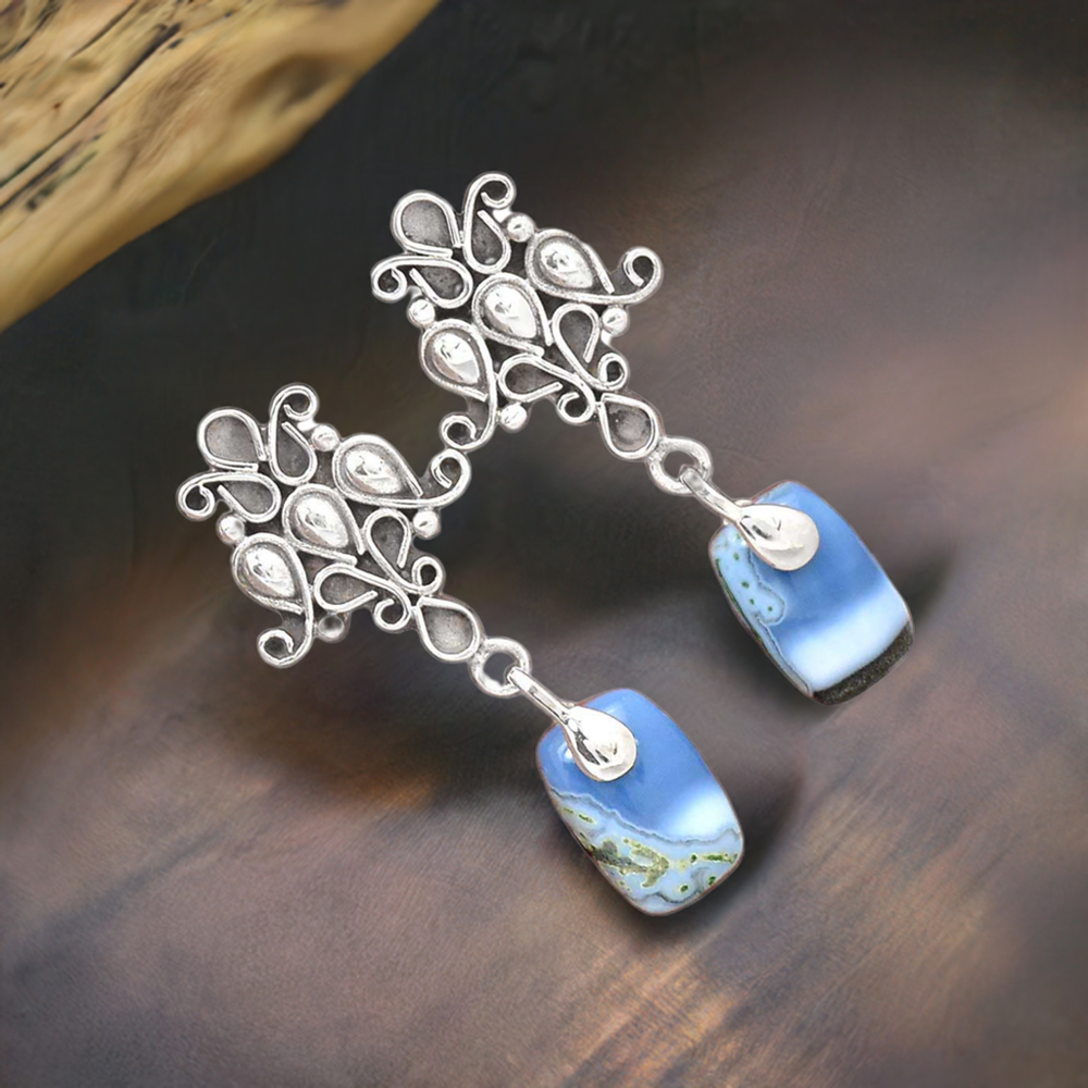 925 Sterling Silver Earrings In Natural Agate Gemstone 925SE2038