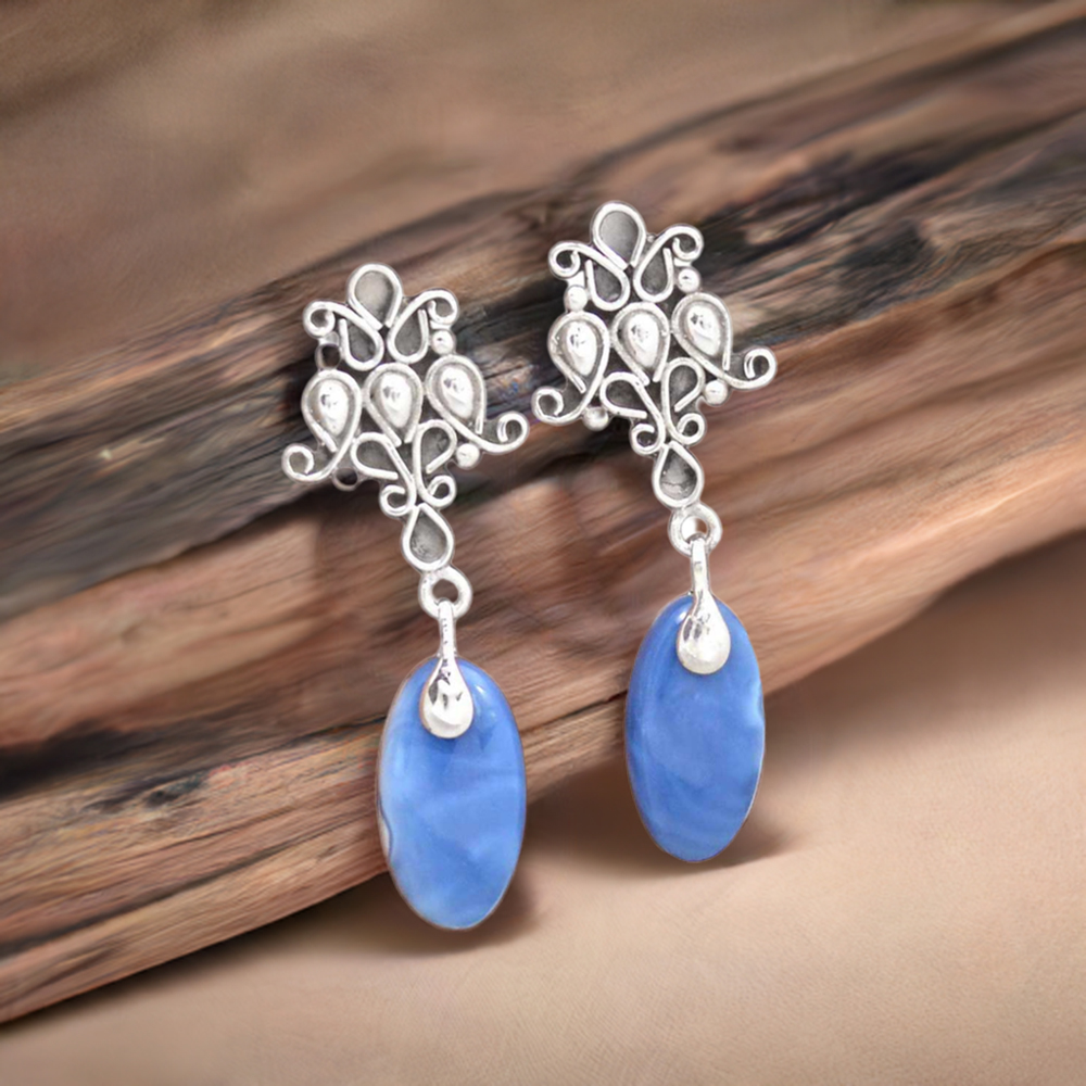 Semi Precious Agate Gemstone Earrings In 925 Sterling Silver Jewelry 925SE2048