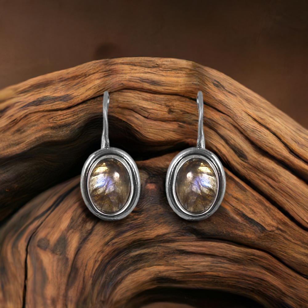Labradorite Gemstone Earrings In Fine Sterling Silver Jewelry 925SE205