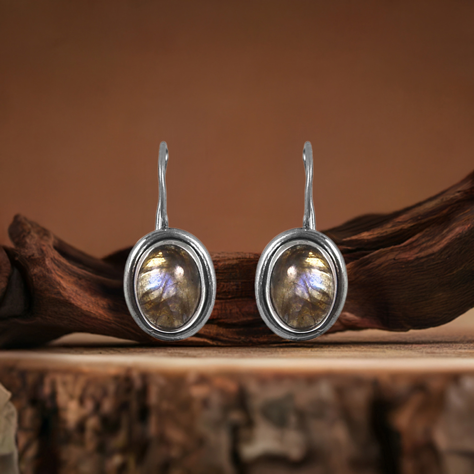 Labradorite Gemstone Earrings In Fine Sterling Silver Jewelry 925SE205_0