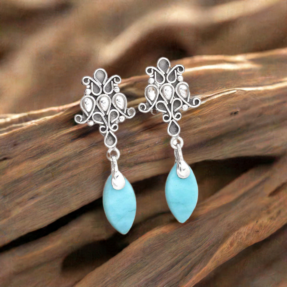 Semi Precious Agate Gemstone Earrings In 925 Sterling Silver Jewelry 925SE2051