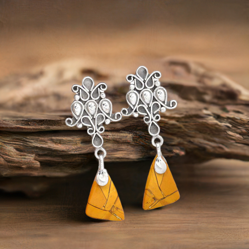 Natural Jasper Gemstone Earrings In 925 Sterling Silver Jewelry 925SE2056