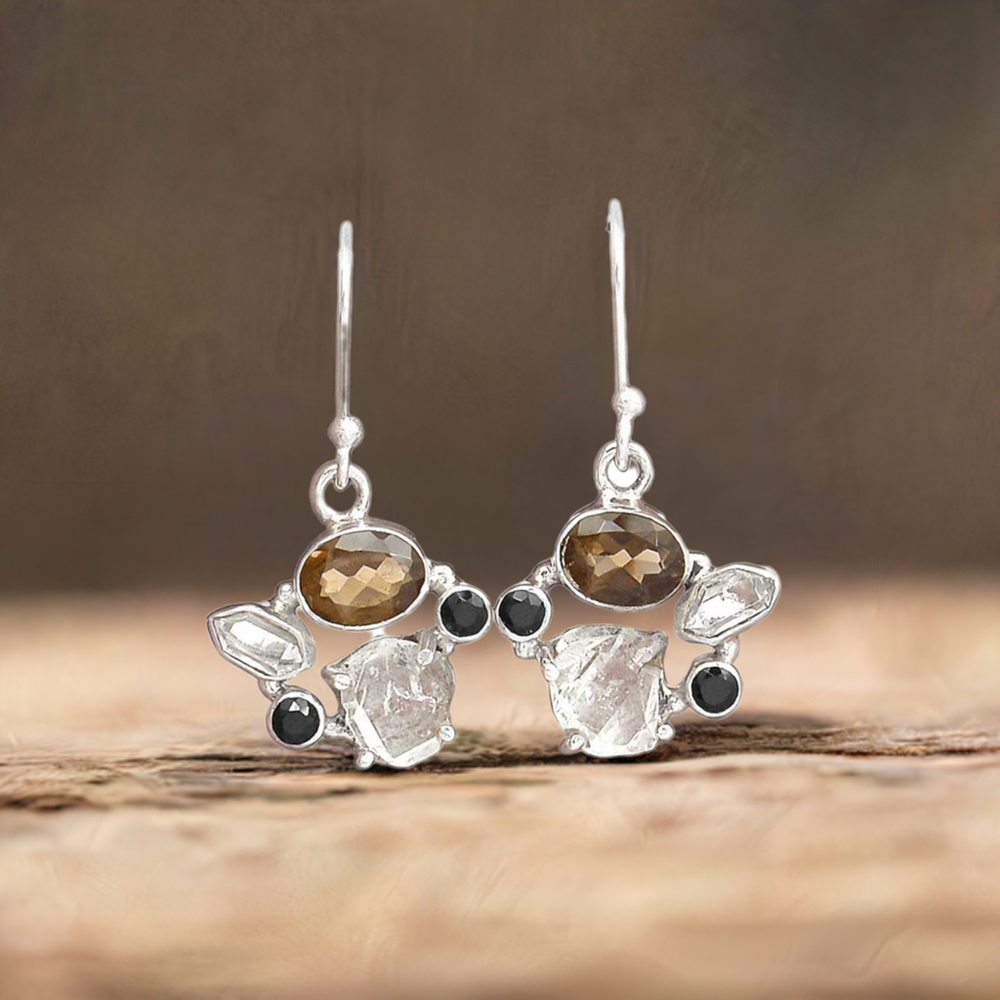 925 Sterling Silver Earrings In Multi Gemstone Jewelry 925SE2061