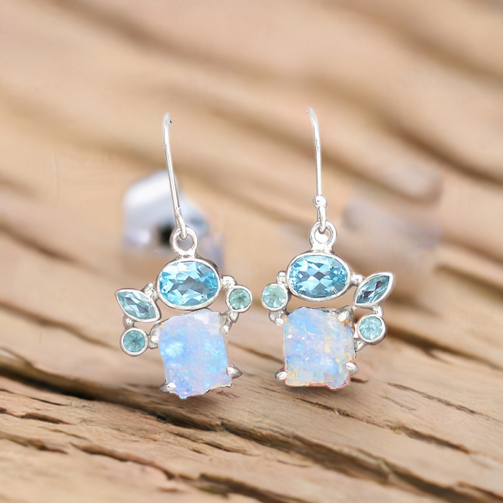 925 Sterling Silver Handmade Earrings In Multi Gemstone Jewelry 925SE2062