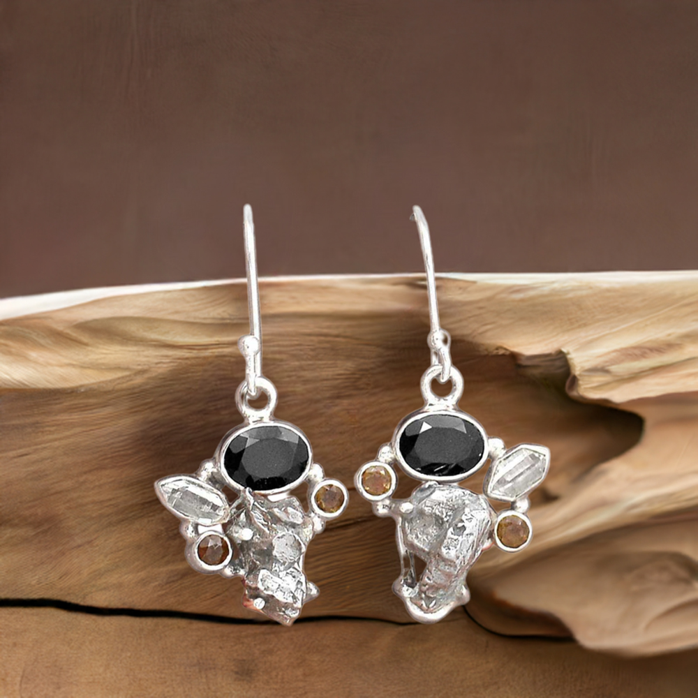 925 Sterling Silver Handmade Earrings In Multi Gemstone Jewelry 925SE2063