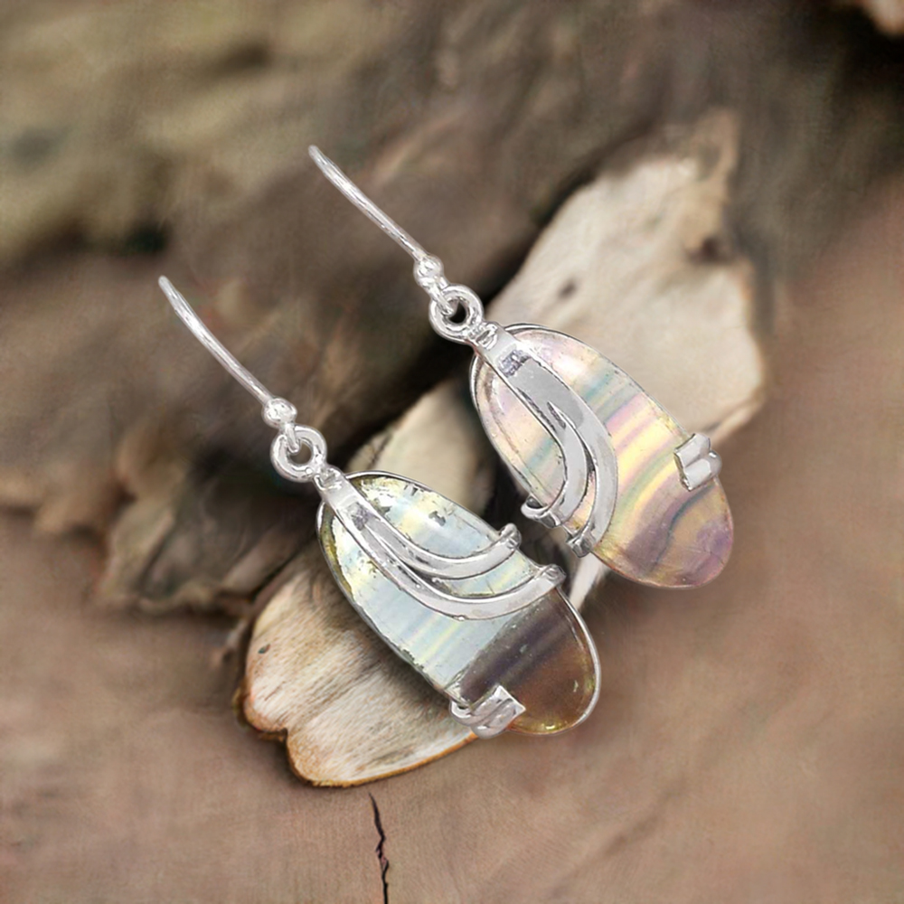 925 Sterling Silver Handmade Earrings In Fluorite Gemstone Jewelry 925SE2076