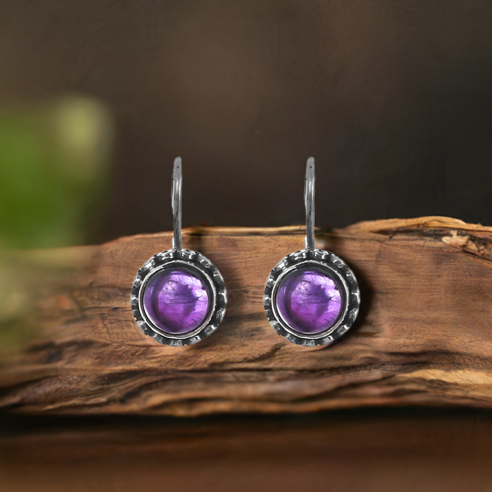 Amethyst Gemstone Earrings In Silver earring 925SE208
