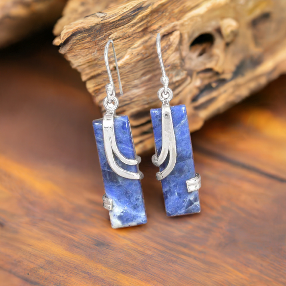 925 Sterling Silver Handmade Earrings In Stone Gemstone Jewelry 925SE2083