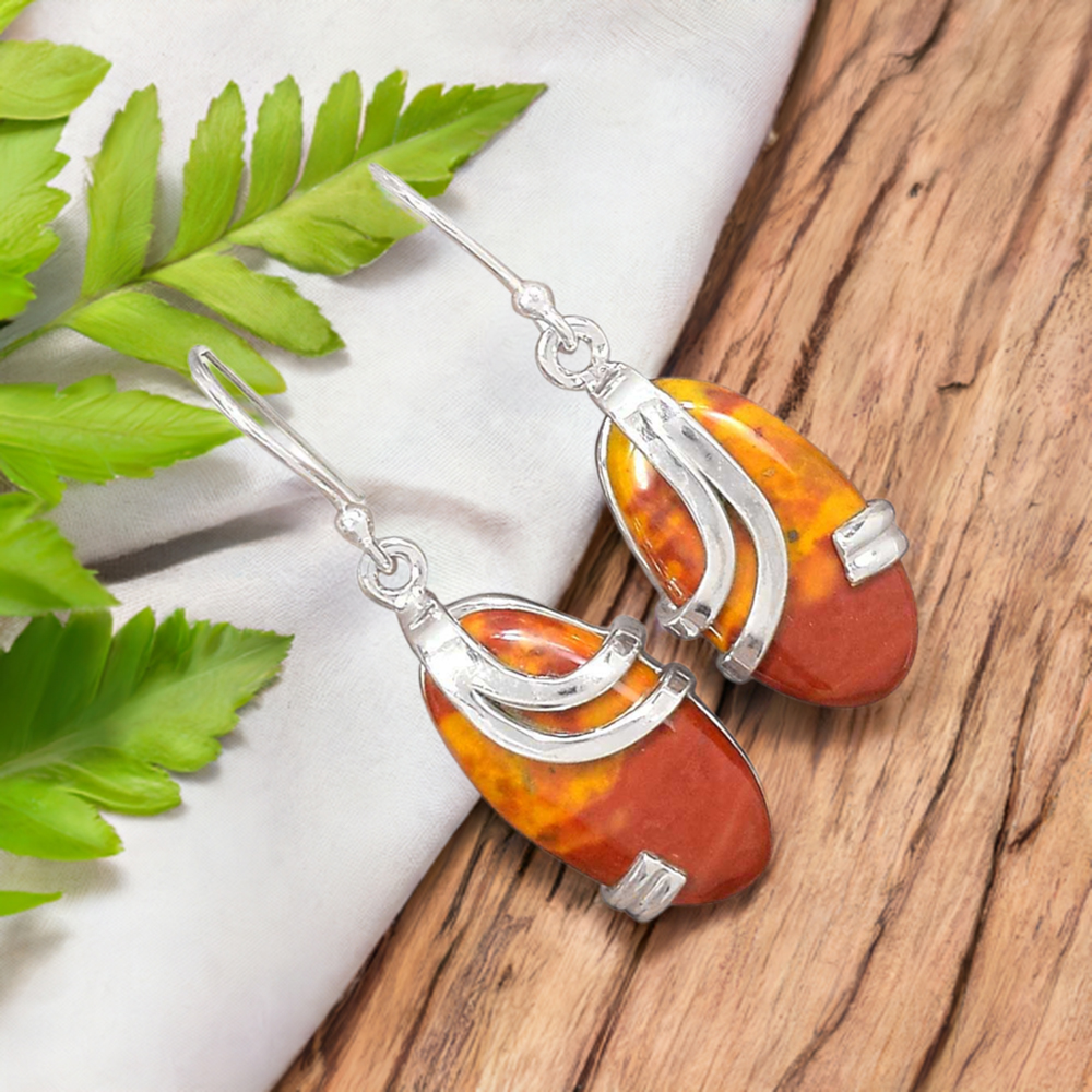 925 Sterling Silver Handmade Earrings In Mookaite Gemstone Jewelry 925SE2087