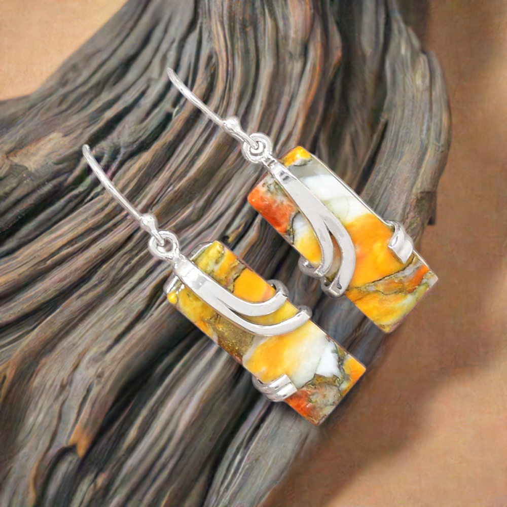 925 Sterling Silver Handmade Earrings In Brecciated Mookaite Gemstone Jewelry 925SE2092
