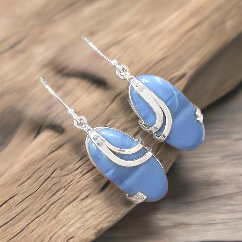 925 Sterling Silver Earrings In Natural Agate Gemstone 925SE2093