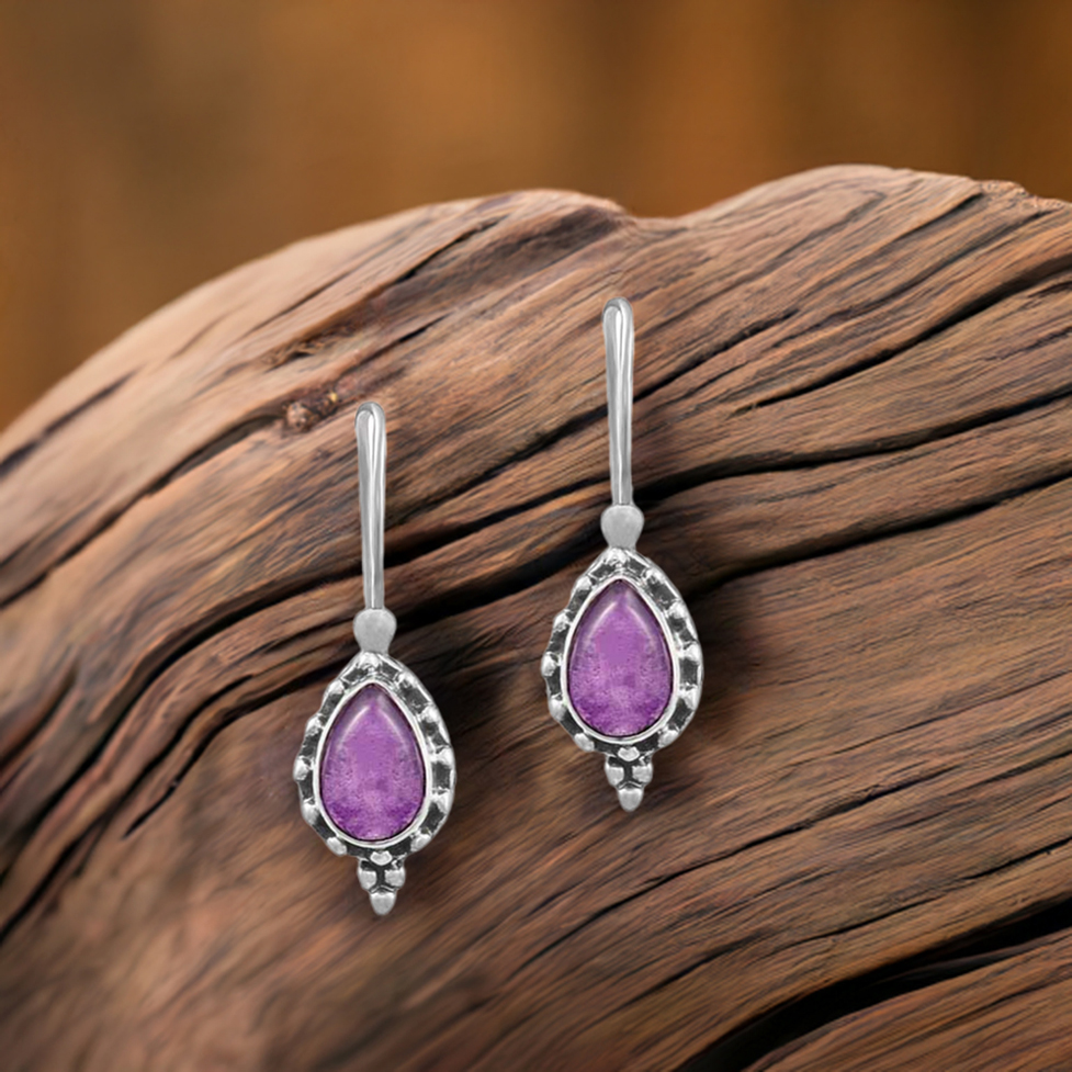 Natural Amethyst Gemstone Earring In Sterling Silver 925SE21_0