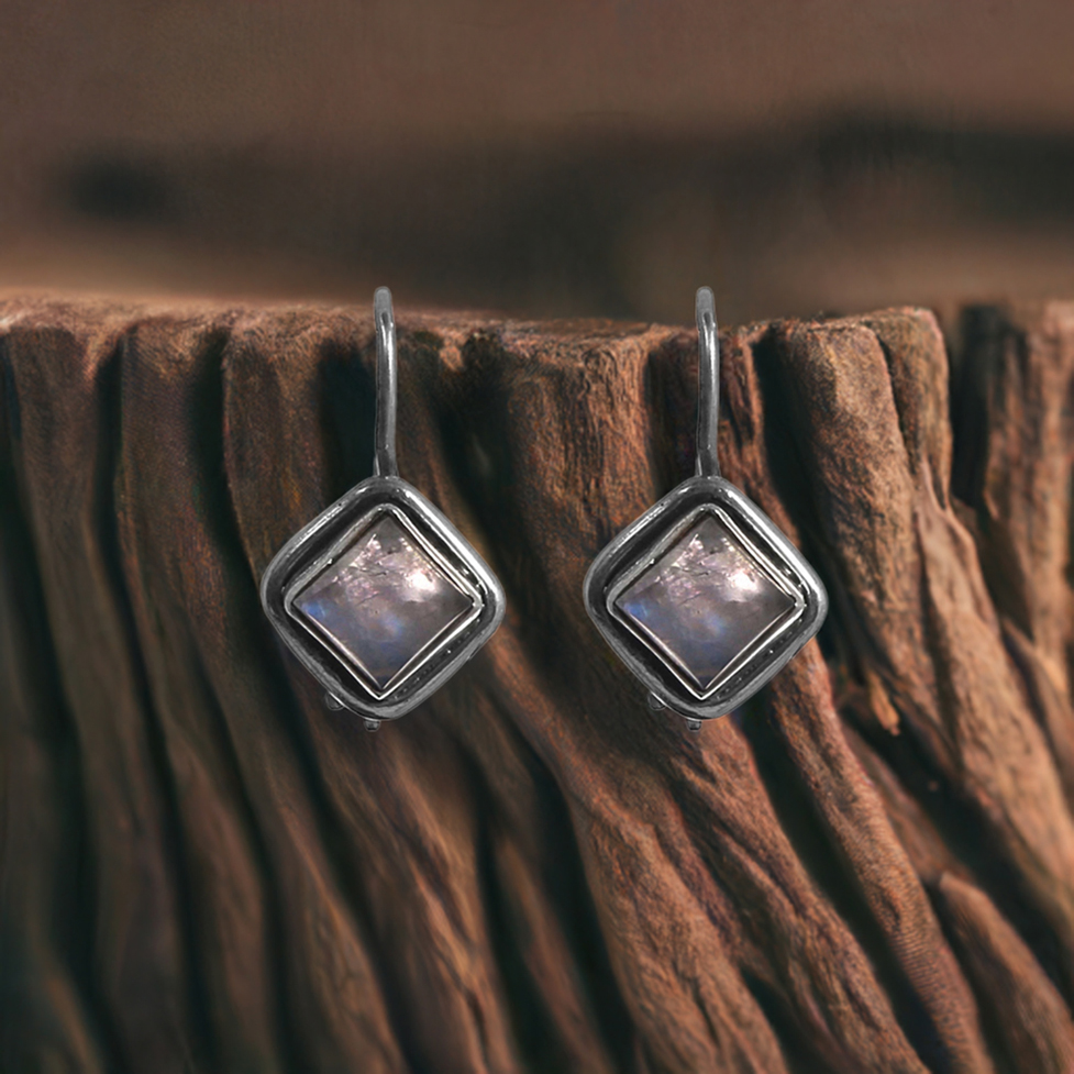 Rainbow Moonstone Earrings In Fine Silver Jewelry 925SE210_0