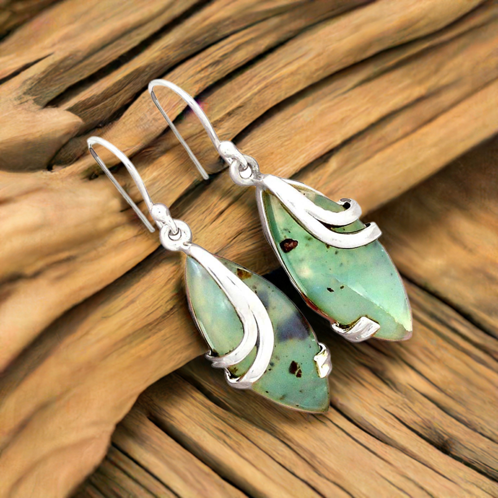 Natural Chrysoprase & Peridot Earrings, 925 store Solid Sterling Silver Earrings, Handmade Silver Earrings, Designer Dangle Earrings, Gift For Her