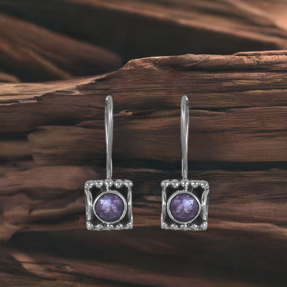 Faceted Amethyst Gemstone In Sterling Silver Jewelry 925SE211