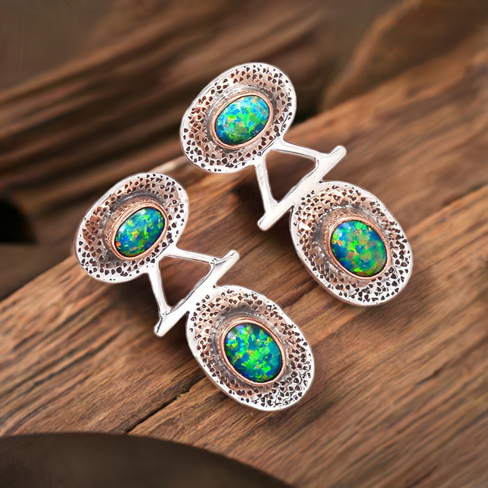 925 Sterling Silver Earrings In Genuine Opal Gemstone 925SE2119
