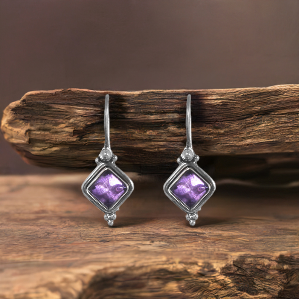 Amethyst Gemstone Earrings In 925 Silver Jewelry 925SE212