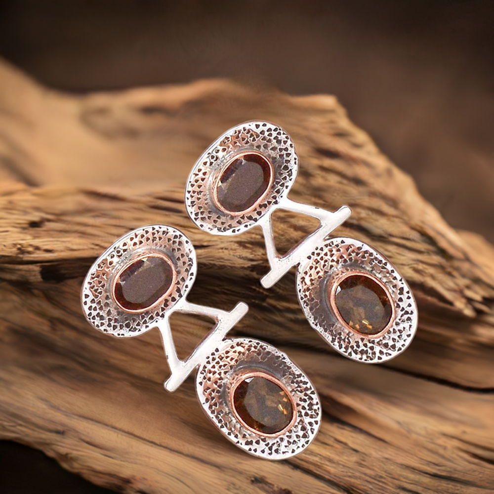 925 Sterling Silver Earrings In Semi Precious Smoky Quartz Gemstone 925SE2121