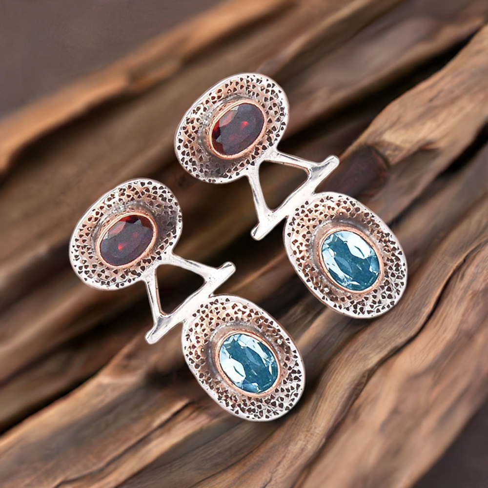 925 Sterling Silver Earrings In Genuine Multi Gemstone 925SE2122