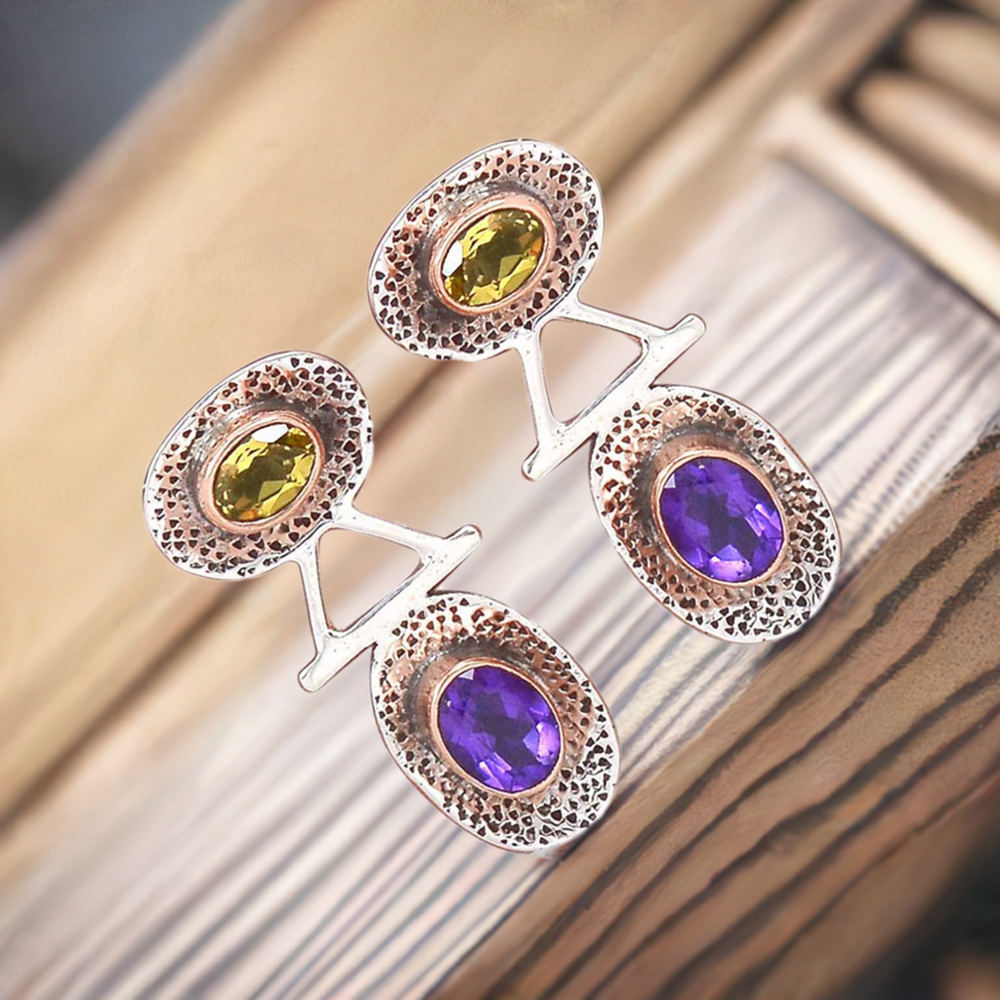 925 Sterling Silver Earrings In Genuine Multi Gemstone 925SE2125