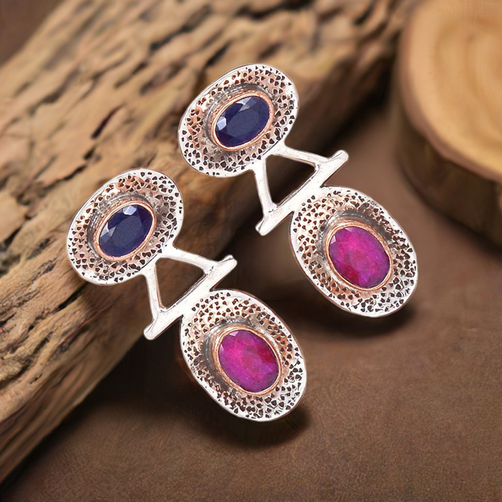 Natural Multi Gemstone Earrings In 925 Sterling Silver Jewelry 925SE2126