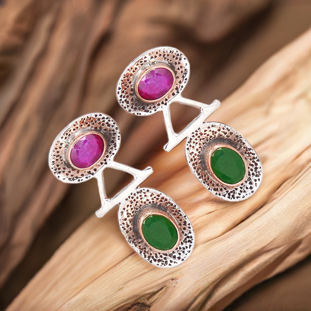 Semi Precious Multi Gemstone Earrings In 925 Sterling Silver Jewelry 925SE2127