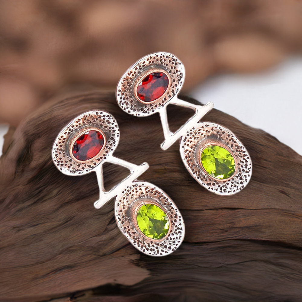 Natural Multi Gemstone Earrings In 925 Sterling Silver Jewelry 925SE2129