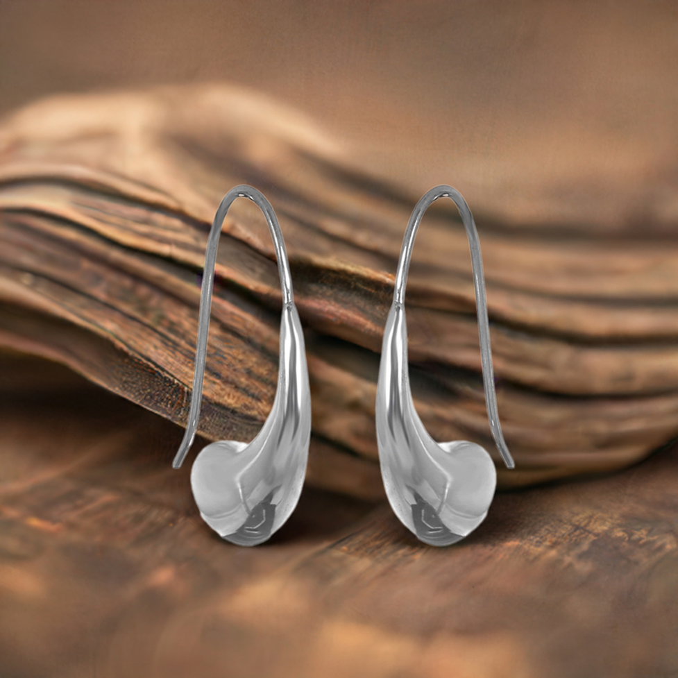 Cashew Nut Design Sterling Silver Earrings 925SE213_0