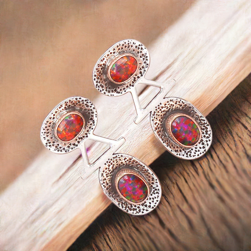 Semi Precious Opal Gemstone Earrings In 925 Sterling Silver Jewelry 925SE2130